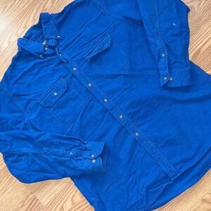 Vintage Lands' End Heavy Cotton Button-Down Shirt – Blue – Size L